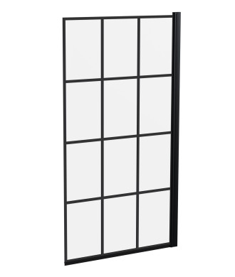 Nuie Pacific Framed Shower Bath Screen - 1435mm x 790mm - Matt Black