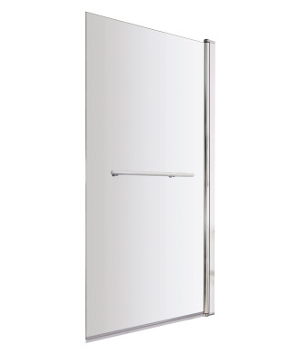 Nuie Pacific Square Hinged Shower Bath Screen With Towel Rail - 1430mm x 790mm - Polished Chrome