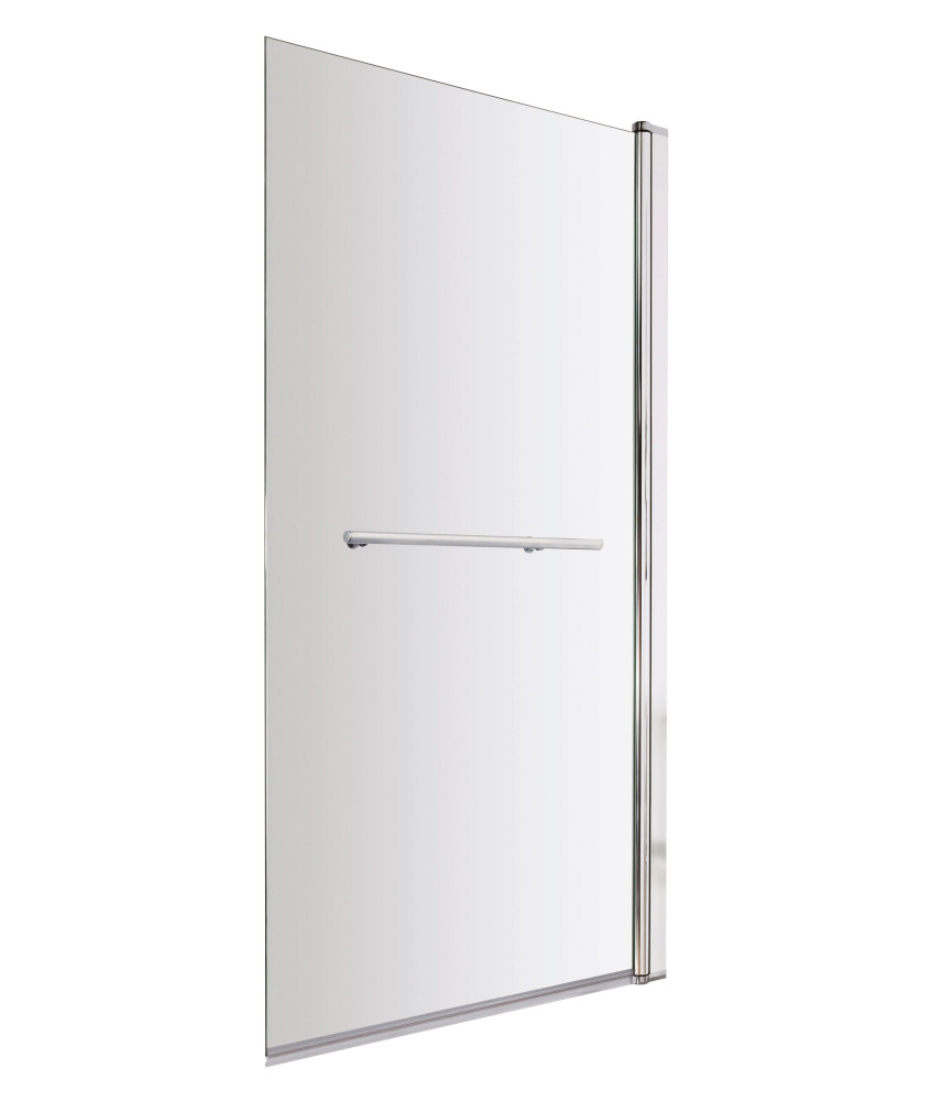 Nuie Pacific Square Hinged Shower Bath Screen With Towel Rail - 1430mm x 790mm - Polished Chrome