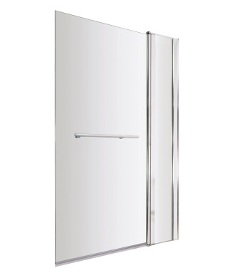 Nuie Pacific Square Hinged Shower Bath Screen With Fixed Panel And Rail - 1435mm x 1005mm - Polished Chrome