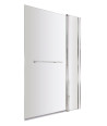 Nuie Pacific Square Hinged Shower Bath Screen With Fixed Panel And Rail - 1435mm x 1005mm - Polished Chrome