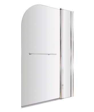 Nuie Pacific Round Top Hinged Shower Bath Screen With Fixed Panel And Rail - 1435mm x 1005mm - Polished Chrome