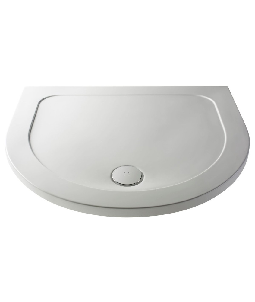 Nuie D Shape Shower Tray, Durable Slimline Shower Tray with Central Waste, Lightweight Pearlstone Design in White, 1050 x 950mm