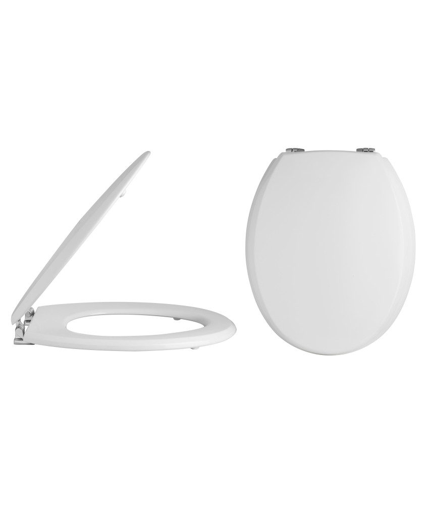 Nuie Standard Close Toilet Seat With Chrome Hinges - White