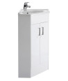 Nuie Mayford 2 Door Floorstanding Corner Vanity Unit With Basin 550mm Wide - Gloss White
