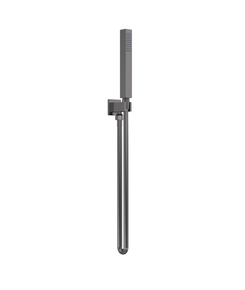 Nuie Windon Square Pencil Shower Handset with Hose and Bracket - Brushed Gun Metal