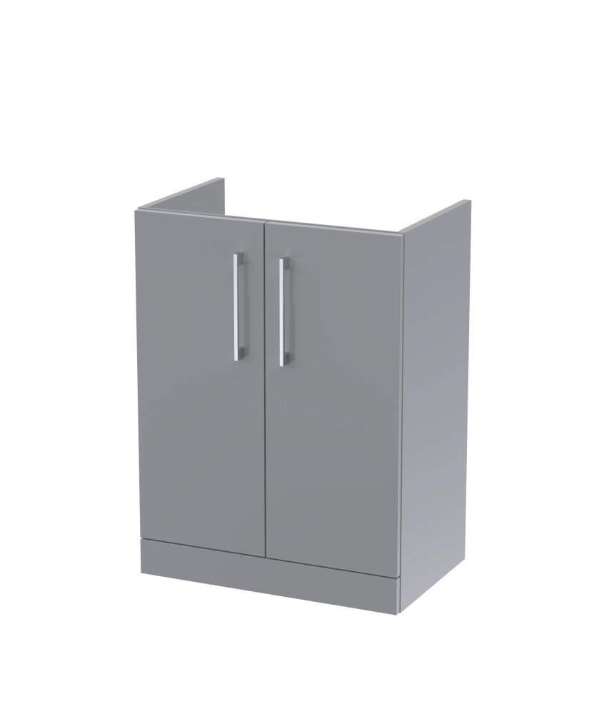 Hudson Reed Arno Floor Standing Vanity Unit, Durable 2 Soft Close Door Bathroom Sink Vanity Unit with Shelf in  Satin Grey, 6...
