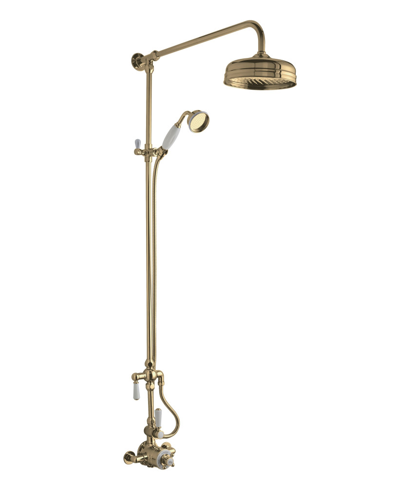 Old London Shower Kits Wall Mounted Thermostatic Shower Valve & Kit, Premium Quality Thermostatic Shower Valve in Brushed Brass