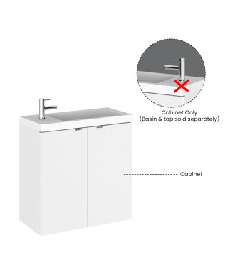 Hudson Reed Fusion Wall Hung 2 Door Vanity Unit without Basin Compact, Modern Bathroom Furniture in Gloss White Finish, 500mm