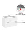 Hudson Reed Fusion Wall Hung 2 Soft Close Drawer Vanity Unit without Basin, Modern Bathroom Furniture in Gloss White Finish, ...