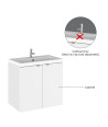 Hudson Reed Fusion Wall Hung 2 Soft Close Door Vanity Unit without Basin, Modern Bathroom Furniture in Gloss White, 600mm