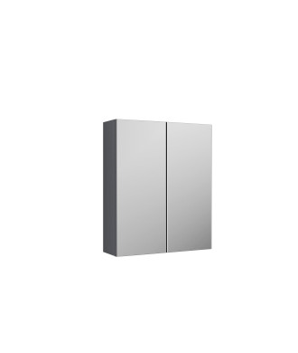 Nuie Arno 600mm Wall Hung Mirror Cabinet without Basin 2 Soft Close Door 50/50, Modern Bathroom Mirror Cabinet in Satin Grey,...