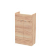 Hudson Reed Fusion Compact Floor Standing 2 Door Vanity Unit without Basin, Modern Bathroom Cabinet in Bleached Oak, 500mm