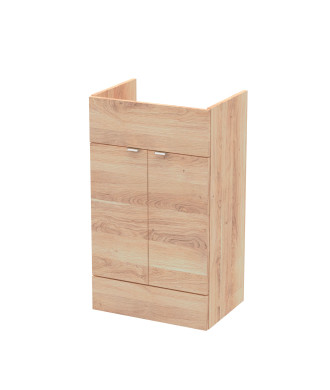 Hudson Reed Fusion Floor Standing 2 Door Vanity Unit without Basin, Modern Bathroom Furniture in Bleached Oak Finish, 500mm