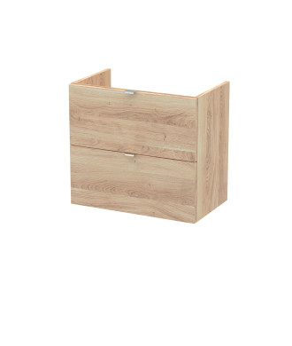 Hudson Reed 2 Soft Close Drawer Wall Hung Vanity Unit without Basin, Modern Bathroom Furniture in Woodgrain Finish, 600 x 383mm