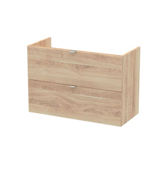 Hudson Reed 2 Soft Close Drawer Wall Hung Vanity Unit without Basin, Modern Bathroom Furniture in Woodgrain Finish, 800 x 383mm