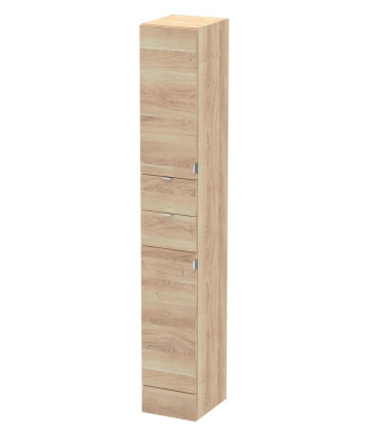 Hudson Reed Fusion Floor Standing Double Soft Close Door Tall Cabinet without Basin, Modern Bathroom Furniture in Bleached Oa...