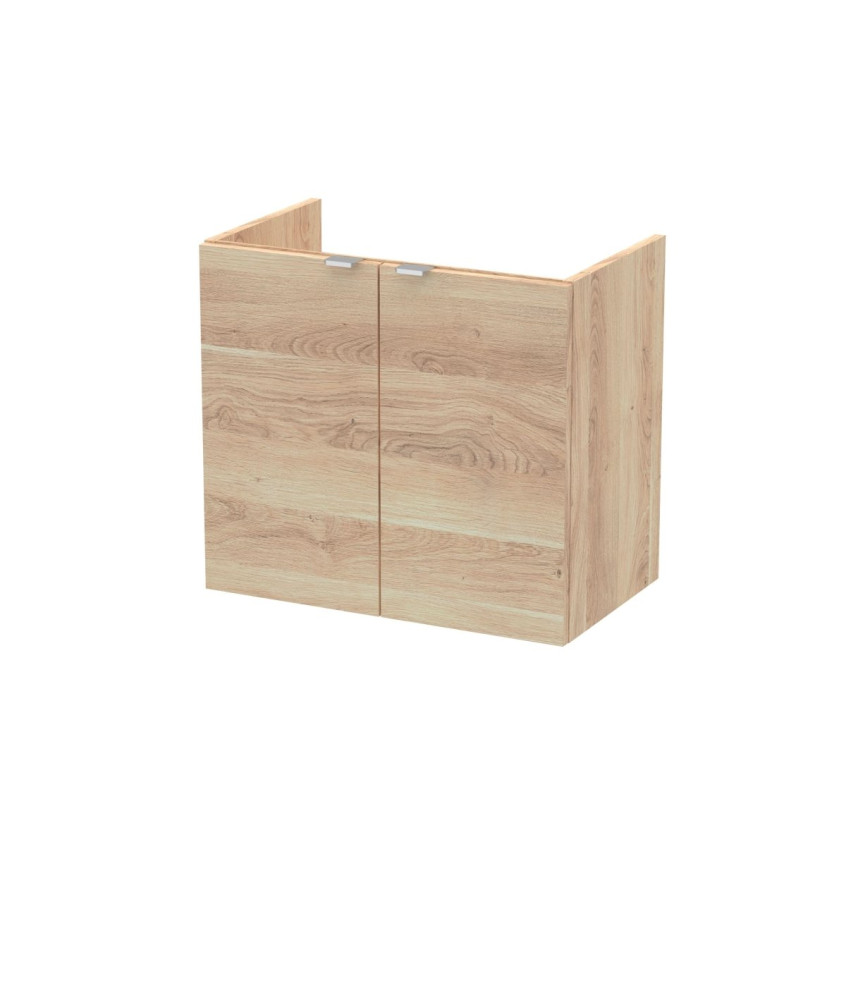 Hudson Reed Wall Hung 2 Soft Close Door Vanity Unit without Basin, Modern Bathroom Furniture in Woodgrain Oak Finish, 600mm