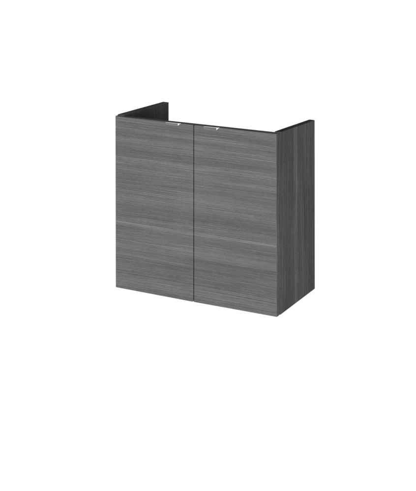 Hudson Reed Fusion Wall Hung 2 Door Vanity Unit without Basin, Modern Compact Bathroom Furniture in Anthracite Woodgrain Fini...