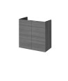 Hudson Reed Fusion Wall Hung 2 Door Vanity Unit without Basin, Modern Compact Bathroom Furniture in Anthracite Woodgrain Fini...