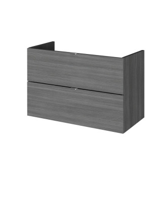 Hudson Reed Fusion Wall Hung 2 Drawer Vanity Unit without Basin, Modern Bathroom Furniture in Anthracite Woodgrain Finish, 800mm