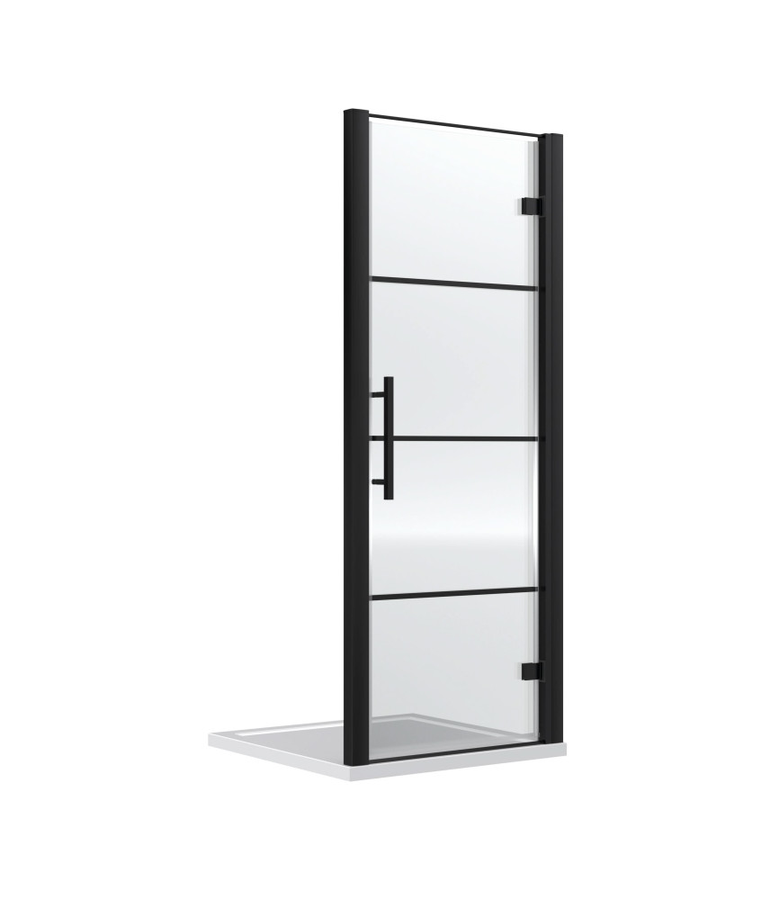 Hudson Reed Apex 900mm Hinged Shower Door & 8mm Glass, Reversible Design, Semi Frameless Shower Door, Matt Black