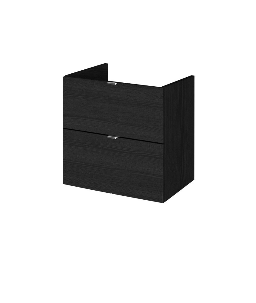 Hudson Reed Fusion Wall Hung 2 Soft Close Drawer Vanity Unit without Basin, Modern Bathroom Furniture in Hacienda Black Finis...