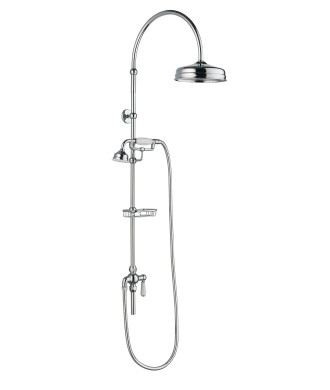 Old London Shower Kits Deluxe Grand Rigid Riser Kit, Chrome & White