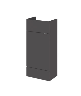 Hudson Reed Fusion Floor Standing 1 Door Vanity Unit without Basin, Modern Compact Bathroom Cabinet in Gloss Grey, 400mm