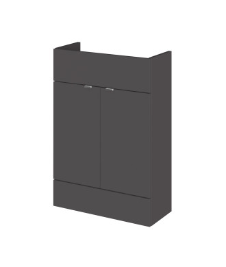 Hudson Reed Fusion Floor Standing 2 Soft Close Door Vanity Unit without Basin, Modern Compact Bathroom Cabinet in Gloss Grey ...