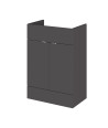 Hudson Reed Fusion Floor Standing Vanity Unit without Basin, Modern Full Depth Bathroom Cabinet in Gloss Grey Finish, 600mm