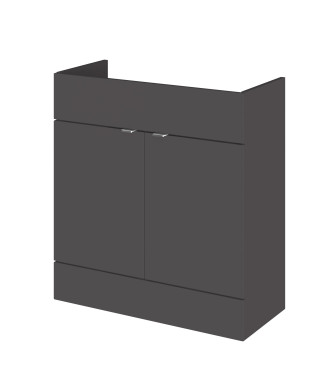 Hudson Reed Fusion Floor Standing 2 Door Vanity Unit without Basin, Modern Bathroom Cabinet in Gloss Grey Finish, 800mm