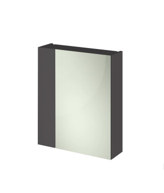 Hudson Reed Fusion Wall Hung 2 Door Mirror Unit without Basin 75/25, Modern Handleless Bathroom Cabinet in Gloss Grey Finish,...