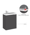 Hudson Reed Fusion Wall Hung 1 Door Vanity Unit without Basin, Modern Compact Bathroom Furniture in Gloss Grey Finish, 400mm