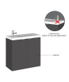 Hudson Reed Fusion Wall Hung 2 Soft Close Door Vanity Unit without Basin, Modern Compact Bathroom Storage in Gloss Grey Finis...