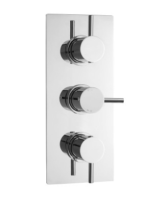 Nuie Quest Triple Handle Rectangular Concealed Shower Valve With Diverter - Chrome