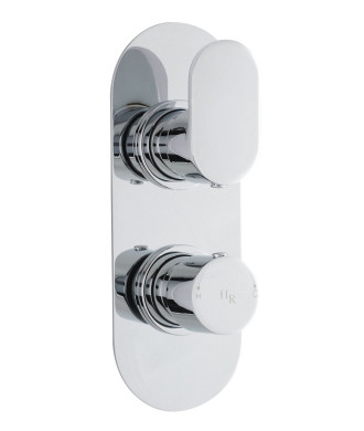 Hudson Reed Reign Twin Thermostatic Concealed Shower Valve with Diverter, Dual Lever Control in Round Backplate with Vertical...