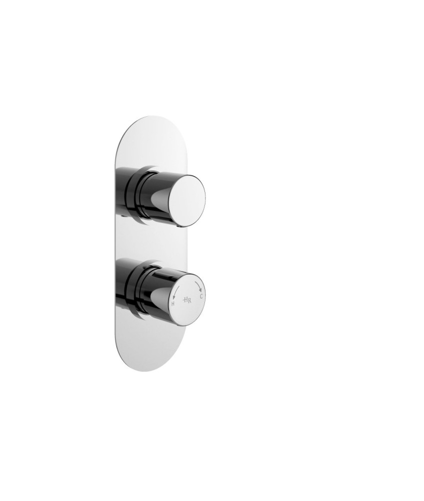 Hudson Reed Twin Thermostatic Concealed Shower Valve, Durable Round Backplate 2 Handle, Modern Shower Accessories with Vertic...