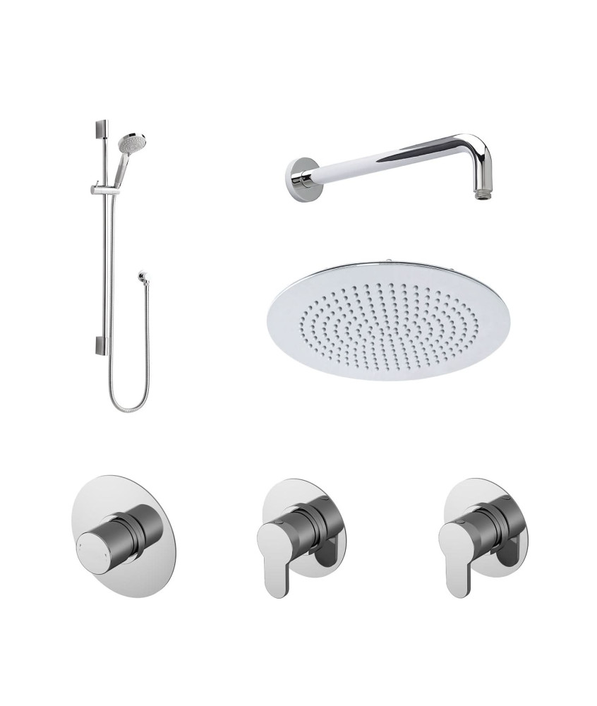Nuie Arvan 2 Outlet Concealed Shower Valve With Kit, Stop Tap And Diverter - Chrome