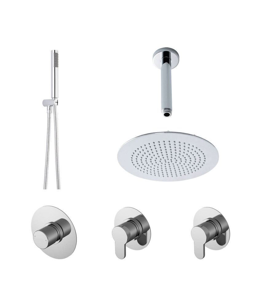 Nuie Arvan 2 Outlet Concealed Shower Valve With Kit And Stop Tap - Chrome