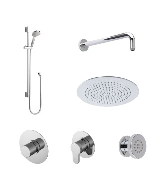 Nuie Arvan 3 Outlet Concealed Shower Valve With Kit And Stop Tap - Chrome