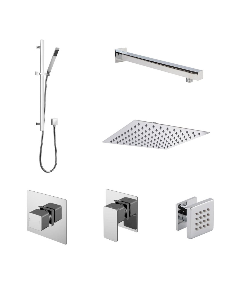 Nuie Windon 3 Outlet Concealed Shower Valve With Kit And Stop Tap - Chrome