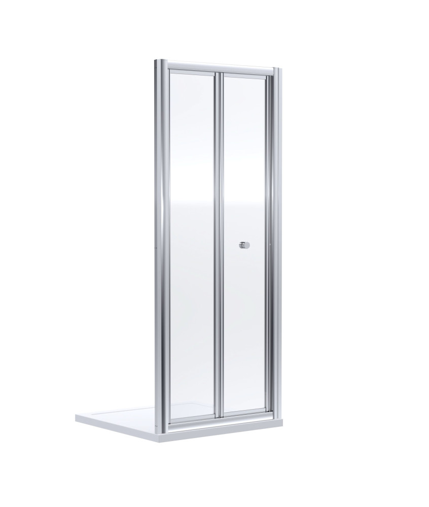 Nuie Rene Bi-Fold Shower Door, Aluminium Framed Folding Glass Shower Screen Over Bath, Reversible Design in Chrome, 1900 x 11...