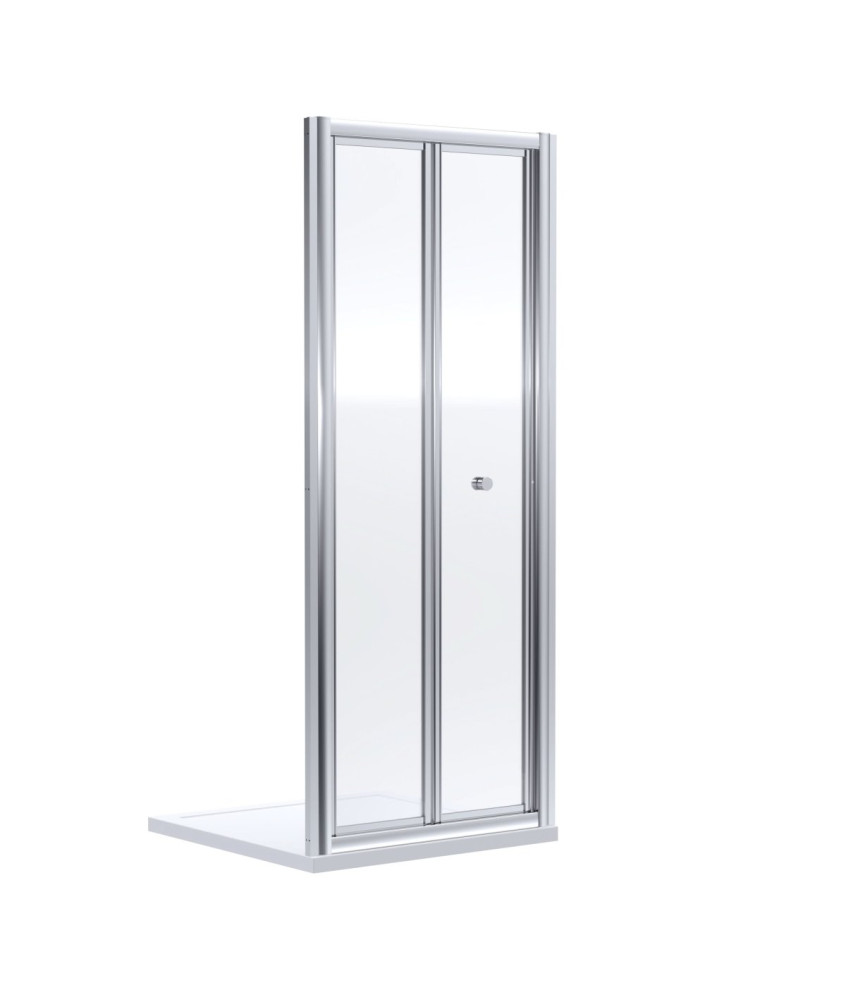 Nuie Rene Bi-Fold Shower Door, Aluminium Framed Folding Glass Shower Screen Over Bath, Reversible Design in Chrome, 1900 x 800mm