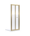 Nuie Rene Bi-Fold Shower Door, Aluminium Folding Glass Shower Screen Over Bath, Reversible Design in Brushed Brass, 1900 x 800mm