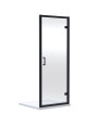 Nuie Rene Hinged Shower Door, Durable Aluminium Semi-Frameless Glass Shower Screen, Fixed Enclosure in Matt Black, 1900 x 760mm