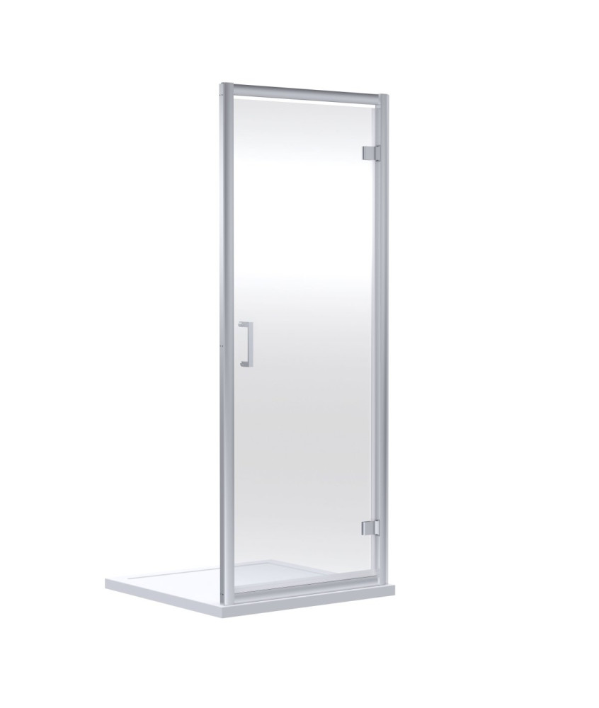 Nuie Rene Hinged Shower Door, Durable Aluminium Semi-Frameless Glass Shower Screen, Fixed Enclosure in Chrome, 1900 x 800mm