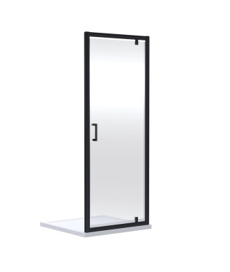 Nuie Rene Pivot Shower Door, Durable Toughened Glass with Reversible Outward Opening, Modern Enclosure in Matt Black, 1900 x ...