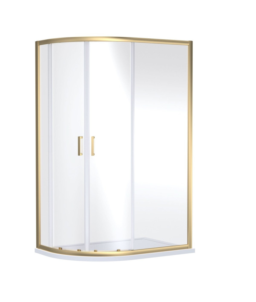 Nuie Rene Offset Quadrant Shower Enclosure, Durable Sliding Doors Glass Shower Screen in Brushed Brass Finish, 1900 x 1000 x ...