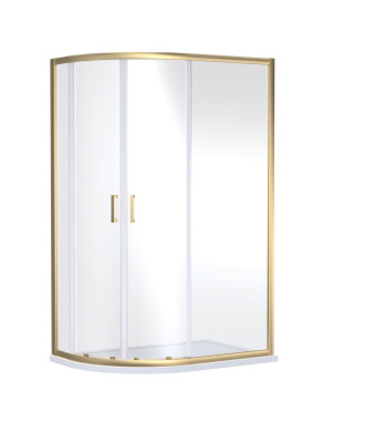 Nuie Rene Offset Quadrant Shower Enclosure, Toughened Glass Sliding Shower Doors with Reversible Design in Brushed Brass, 120...